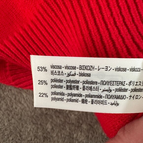 Zara Red Shawl Collar 1/4 Zip Sweater Women's size SMALL - Picture 7 of 7